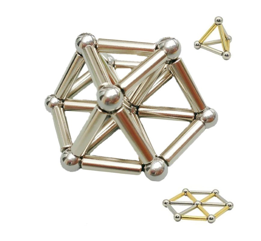 Tyčinky s guličkami magnetické NeoCube strieborno-zlaté