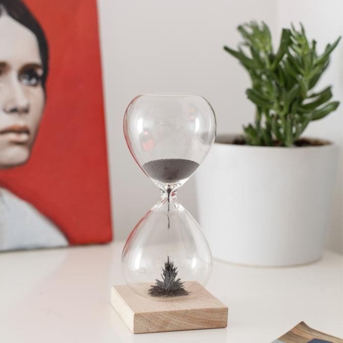 Hodiny přesýpací magnetické – hodiny skleněné s efektem květu