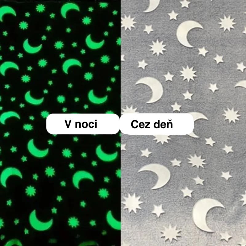 Deka svítící pro děti noční obloha – deka fosforeskující flanelová 130 x 150 cm - šedá