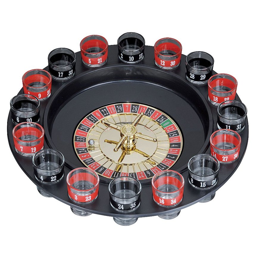 Alkoholová hra Ruleta Deluxe – set s 15 skleničkami a 2 kuličkami
