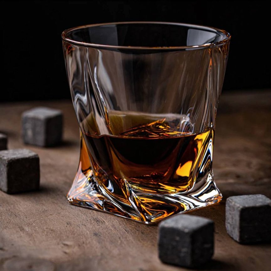 Set na whisky dárkový – karafa se 2 skleničkami + 9 ledových kamenů + doplňky