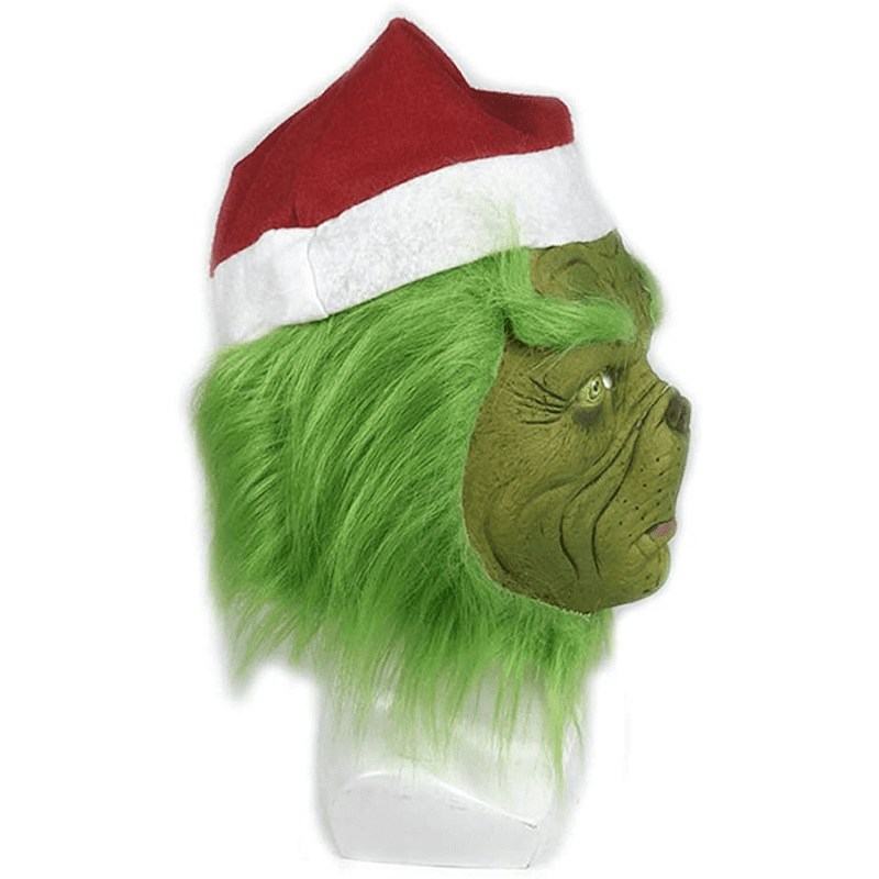 Maska na obličej Grinch se zelenými rukavicemi – halloweenská sada maska a doplňky
