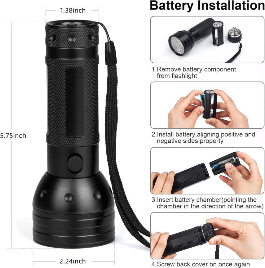 UV baterka na detekciu – 395nm ultrafialové svetlo + 51 LED svetlo