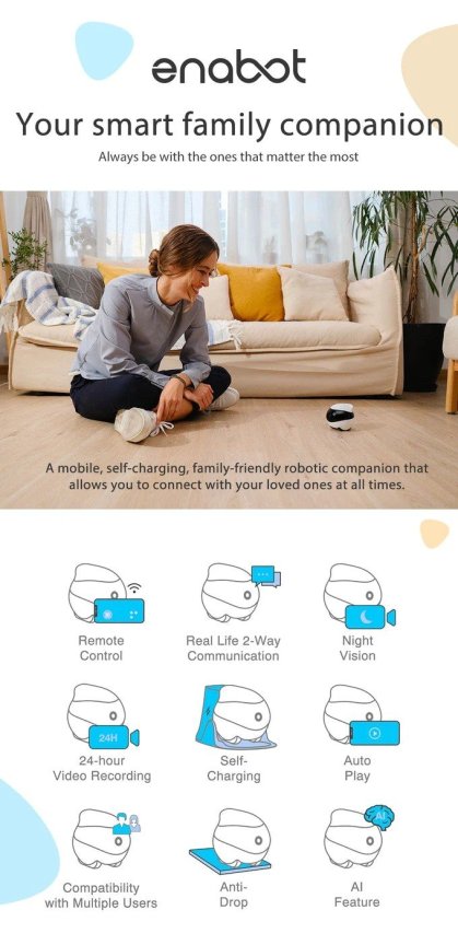 Enabot EBO SE - шпионски робот с FULL HD камера, дистанционно управляван чрез WiFi/P2P APP
