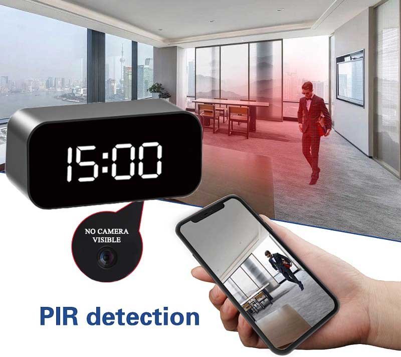Wekker spioncamera 4K met WiFi / P2P voor mobiel (iOS/Android) + IR