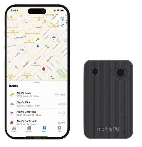 Ultratenký GPS lokátor s pripojením bluetooth 85x55x1,8mm pre Apple Find My - Li-on batéria výdrž do 25 mesiacov