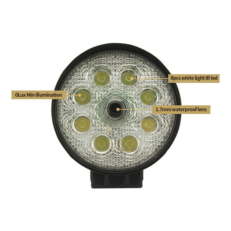 Vodotesná cúvacia kamera s uhlom záberu 120° a pracovným osvetlením 8x LED s dosvitom do 50 m