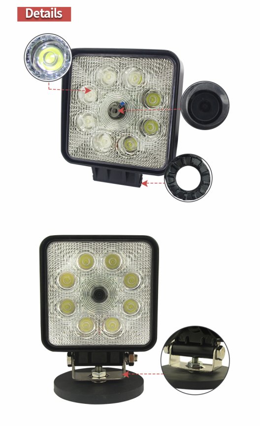 Vodotesné cúvacie kamery s uhlom záberu 120° a pracovným osvetlením 8x LED s výkonom 1154 lm