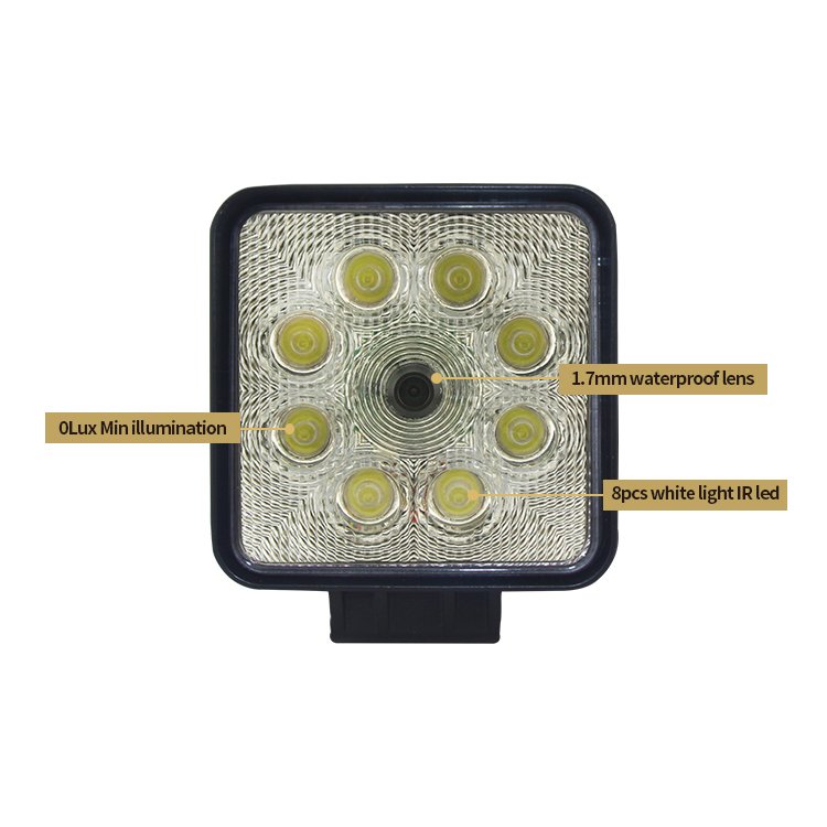 Vodotesné cúvacie kamery s uhlom záberu 120° a pracovným osvetlením 8x LED s výkonom 1154 lm