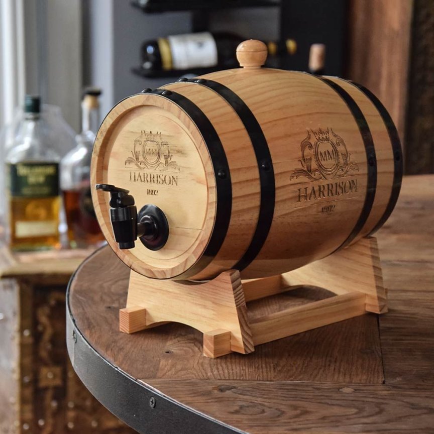 Dřevěný mini sud na víno – 3L soudek na víno, pivo a destiláty HARRISON