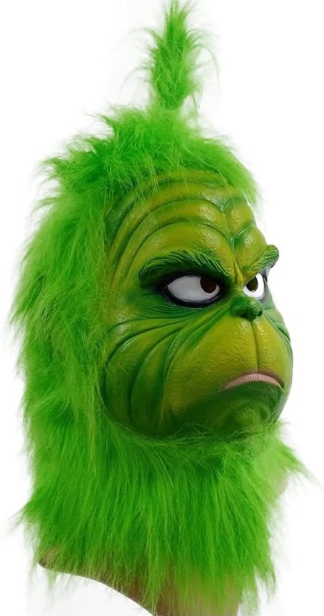 Maska na obličej Grinch pohádková – sada masky Grincha s rukavicemi na Halloween