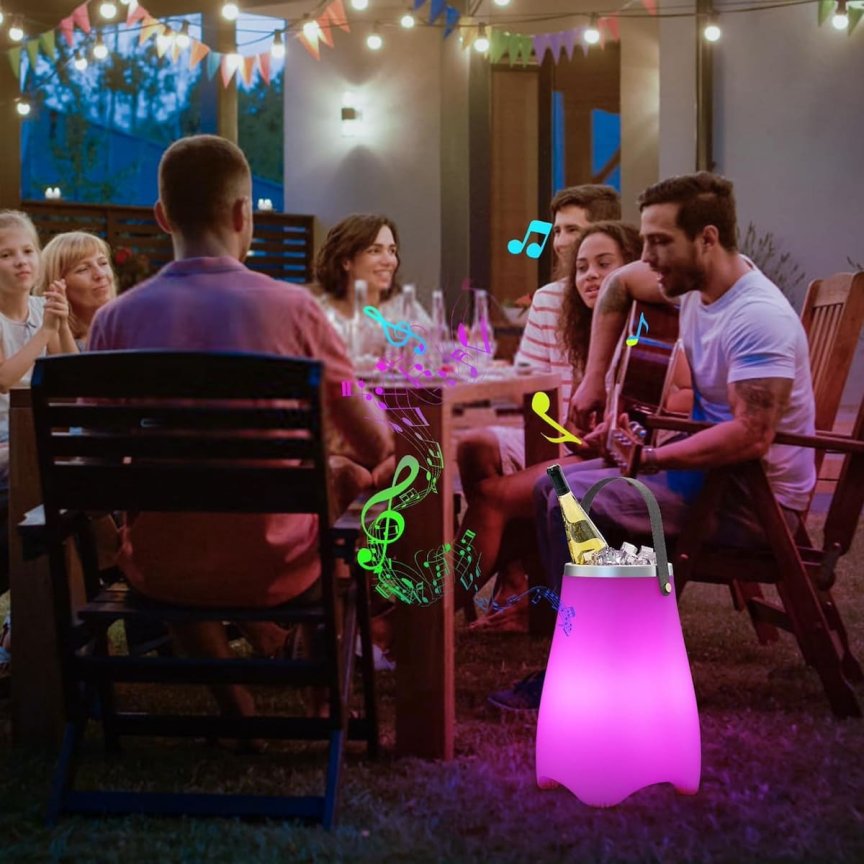Nadoba na chladenie nápojov 3L a ľadu so 7 RGB LED + 5W reproduktor Bluetooth + IP44
