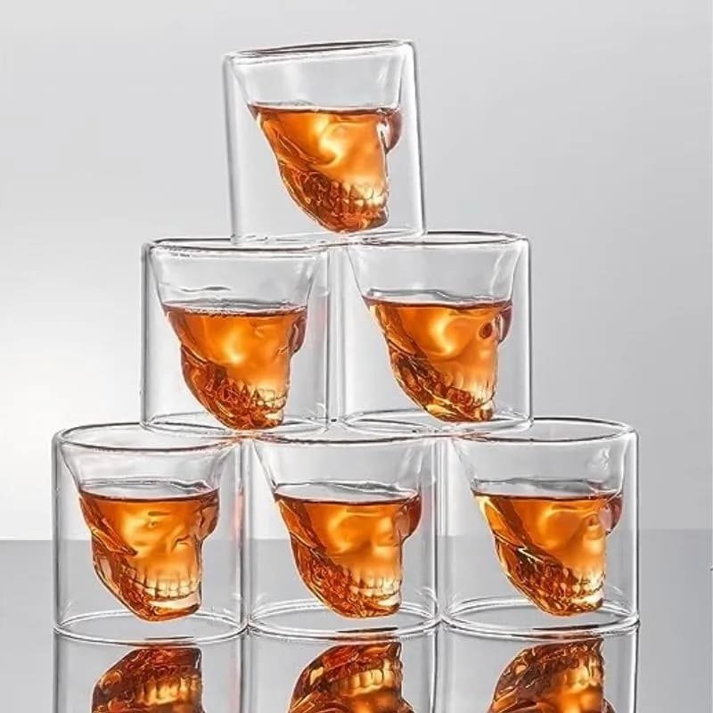 Karafa lebka 1 l – sada se 6 skleničkami 3D lebka 75 ml