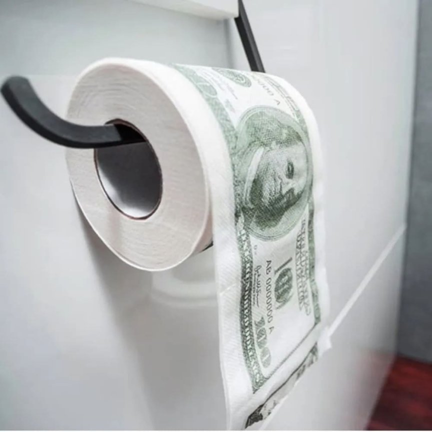 Toaletní papír 100 dolarů – role se vzorem bankovek 100$