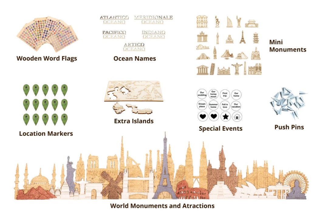 Velká 4D mapa světa 300x150cm – dřevěný obraz mapa světa ze dřeva ORIGINAL