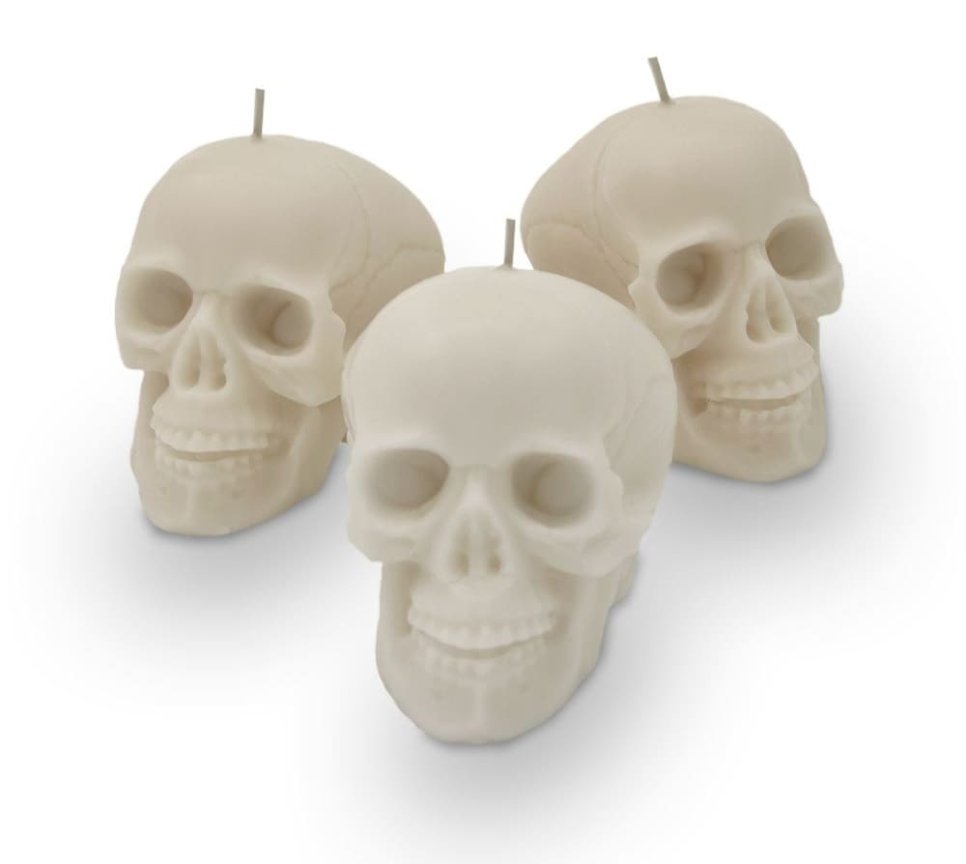 Sviečky lebka – set sviečok na Halloween v tvare lepky voskový 3 ks