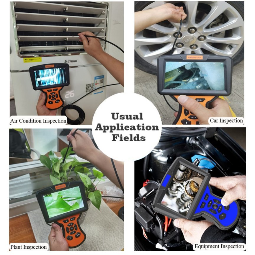 Endoskop HD Inšpekčná kamera s auto zaostrovaním + 5" displej + 9mm kamera s LED s IP68