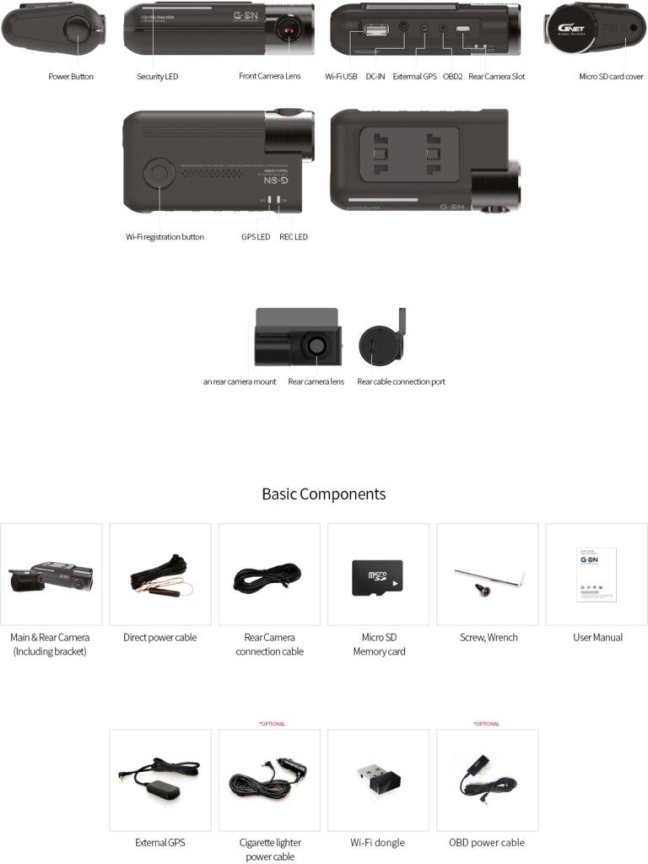 DUAL telecamera per auto con WiFi/GPS/ADAS/CLOUD con modalità 2K + Parcheggio - G-NET GONQ