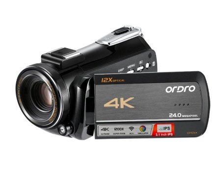 4K videokamera s WiFi + 12x optický zoom + makro objektív + LED svetlo a kufrík (FULL SET) – Ordro AC5