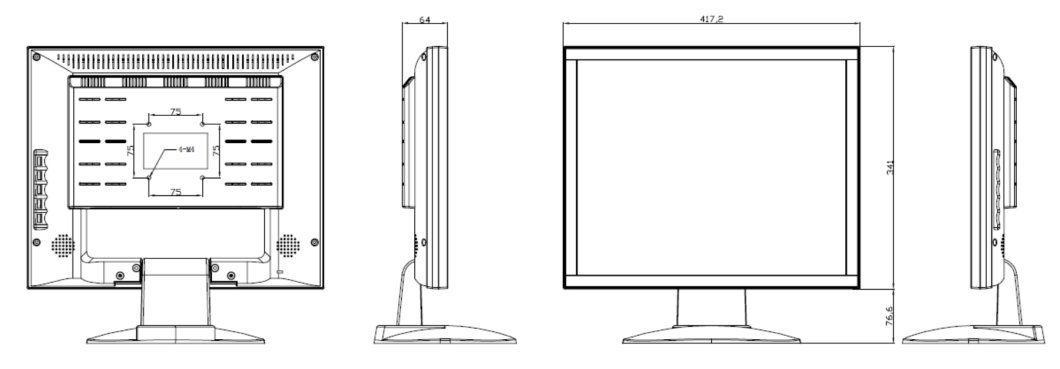 LED монитор 19" с BNC, S-video, HDMI, аудио