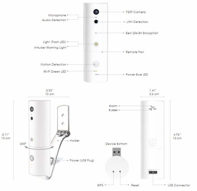 Telecamera di sicurezza IP WiFi per interni - iSensor con risoluzione HD