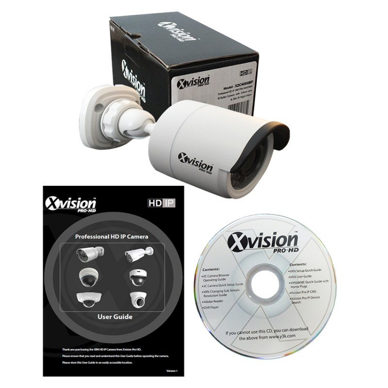 Cameră CCTV IP HD-IP 4 Mpx Wide BULLET cu 20m IR de culoare albă