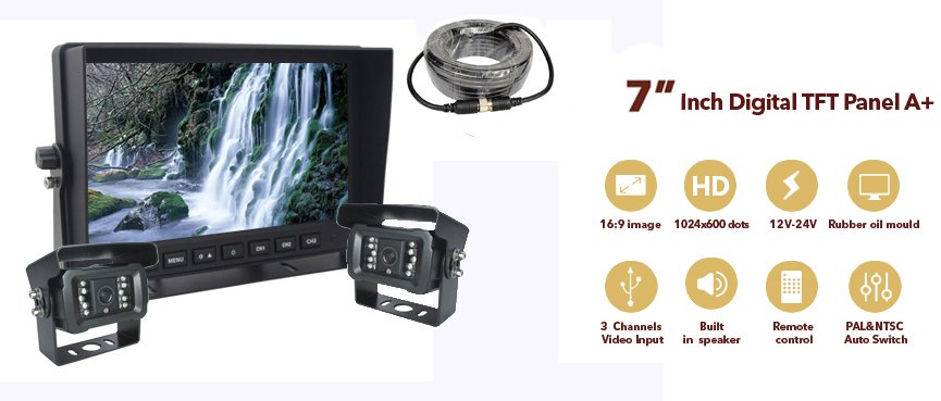 Parkplatzauto - AHD 7" LCD Monitor + 2x Kamera mit 18 IR LED