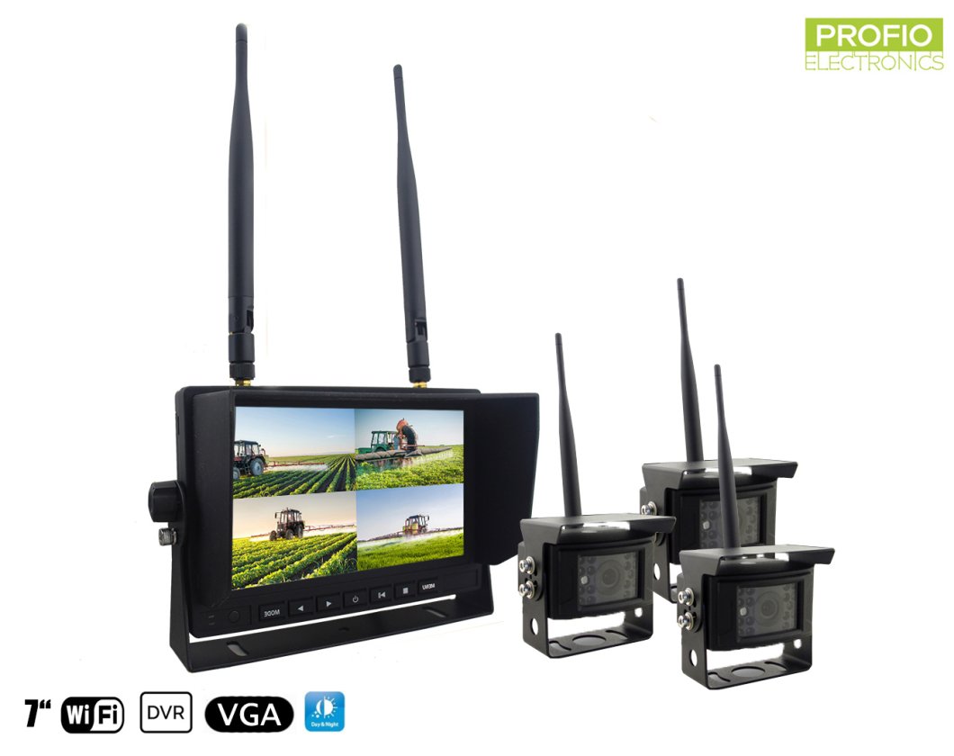 סט היפוך WiFi 3 מצלמות + צג LCD 7 אינץ' עם הקלטה