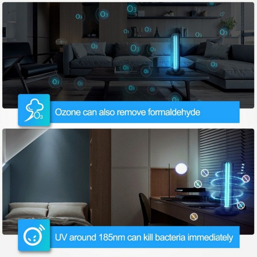 UV light sanitizer lamp 360° with ozone 38W