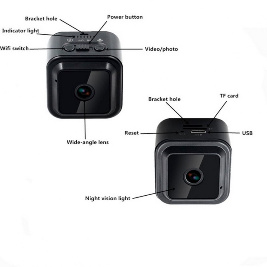 Мини шпионска камера FULL HD + WiFi + IR LED 10м