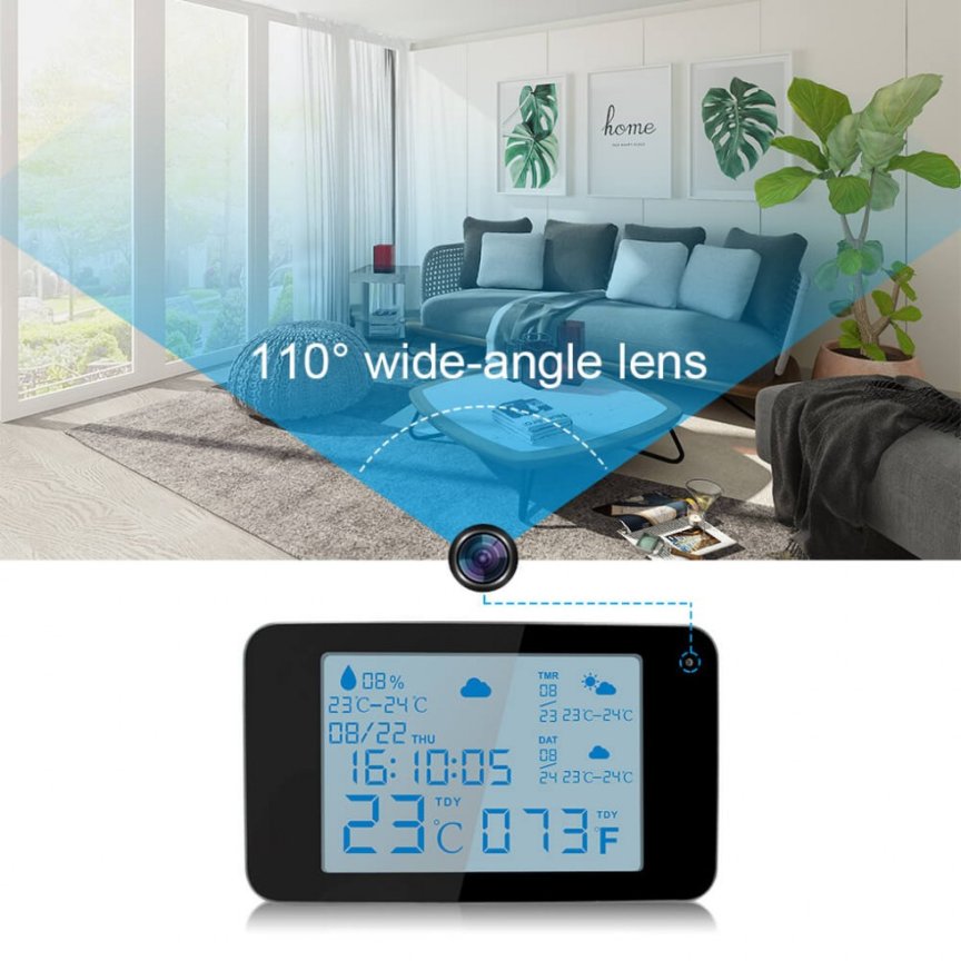 Часовник камера FULL HD + IR LED + WIFI с Метео станция