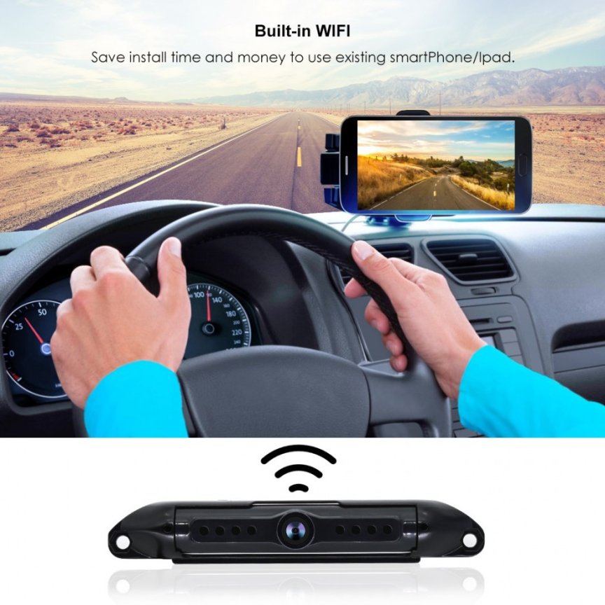 Parcheggio WiFi Telecamera cellulare a 170° con visione notturna + IP68