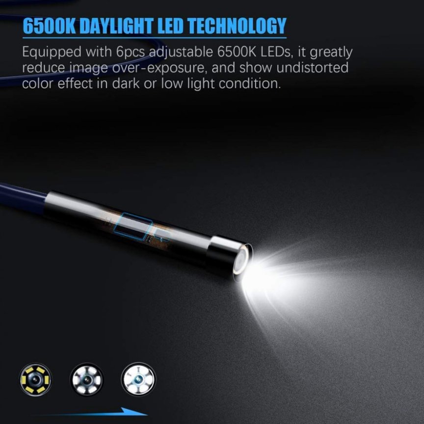 Borescope FULL HD camera waterproof + 4,3" display + 6xLED