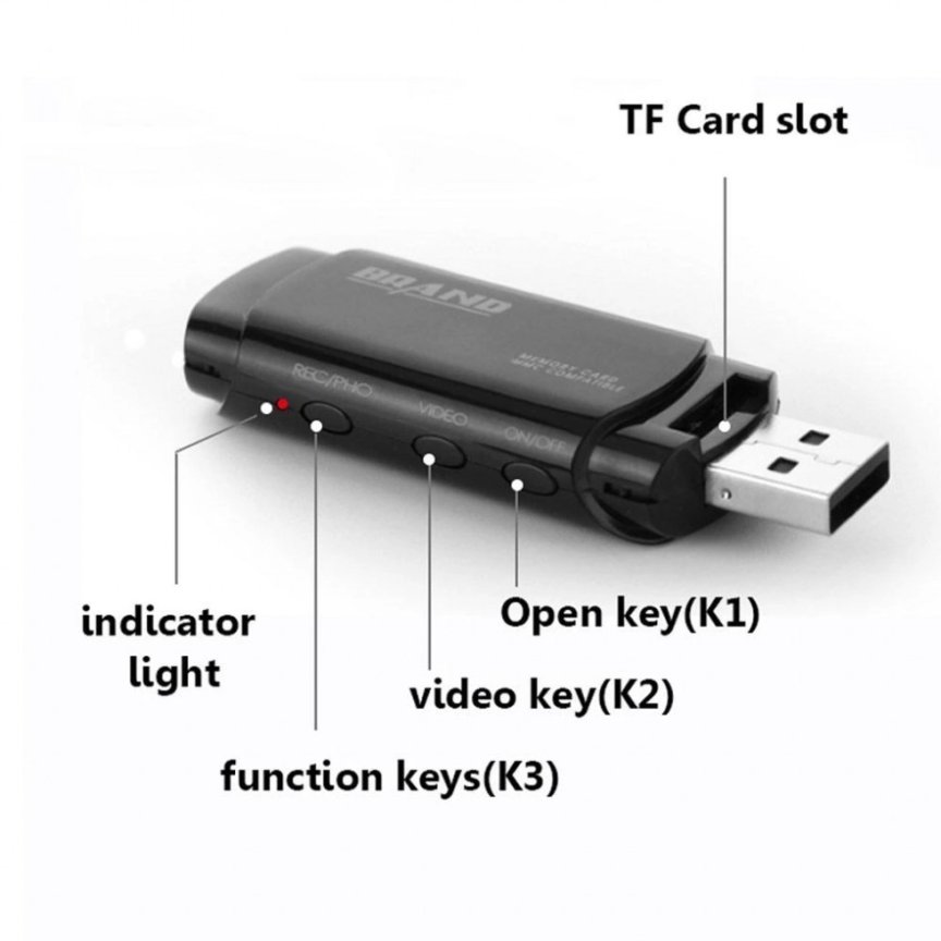 Скрита камера USB ключ FULL HD + детекция на движение с IR LED