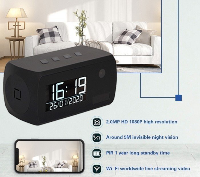 Камера за будилник FULL HD WiFi + IR LED + живот на батерията 1 година
