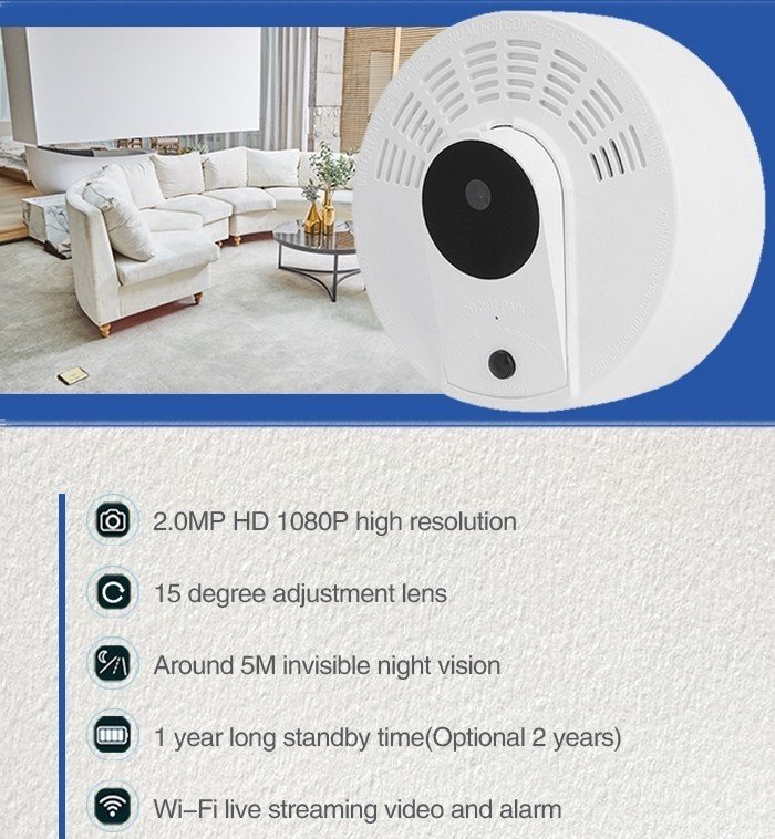 WiFi детектор за дим с FULL HD камера + IR LED + мобилно приложение