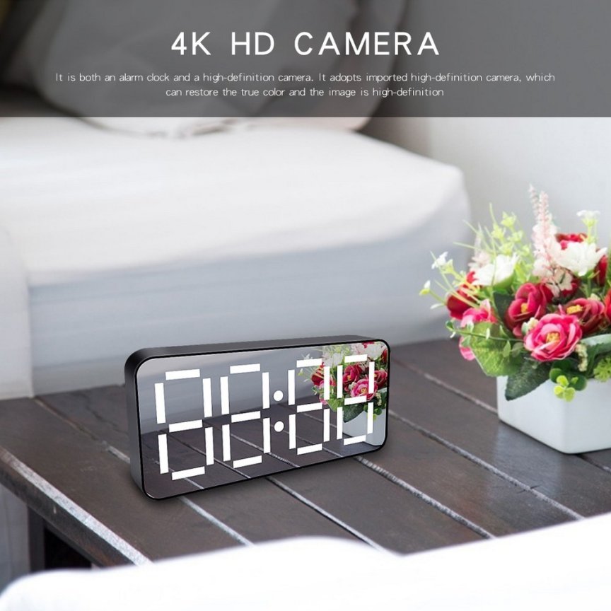 Скрита камера 4K P2P/Wi-Fi в будилник + IR LED + 140° ъгъл