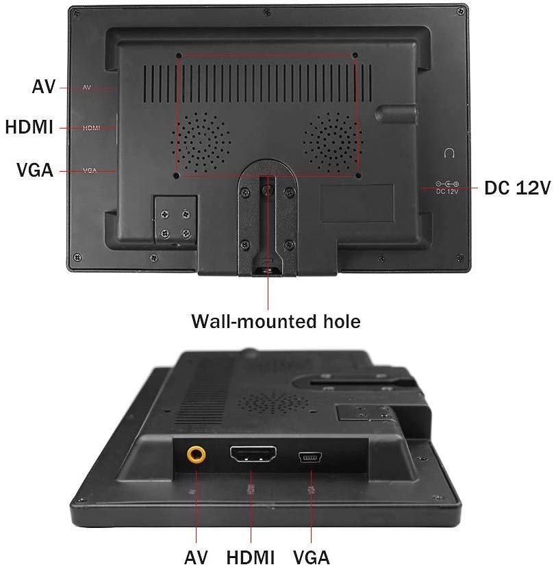 Monitor WiFi 10" Mirror link - Conexión HDMI, VGA, AV