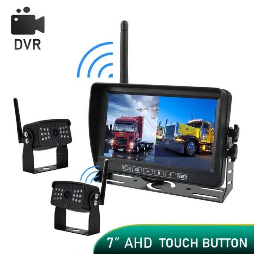 Set di retromarcia AHD - Monitor DVR LCD da 7" + 2 telecamere WiFi AHD