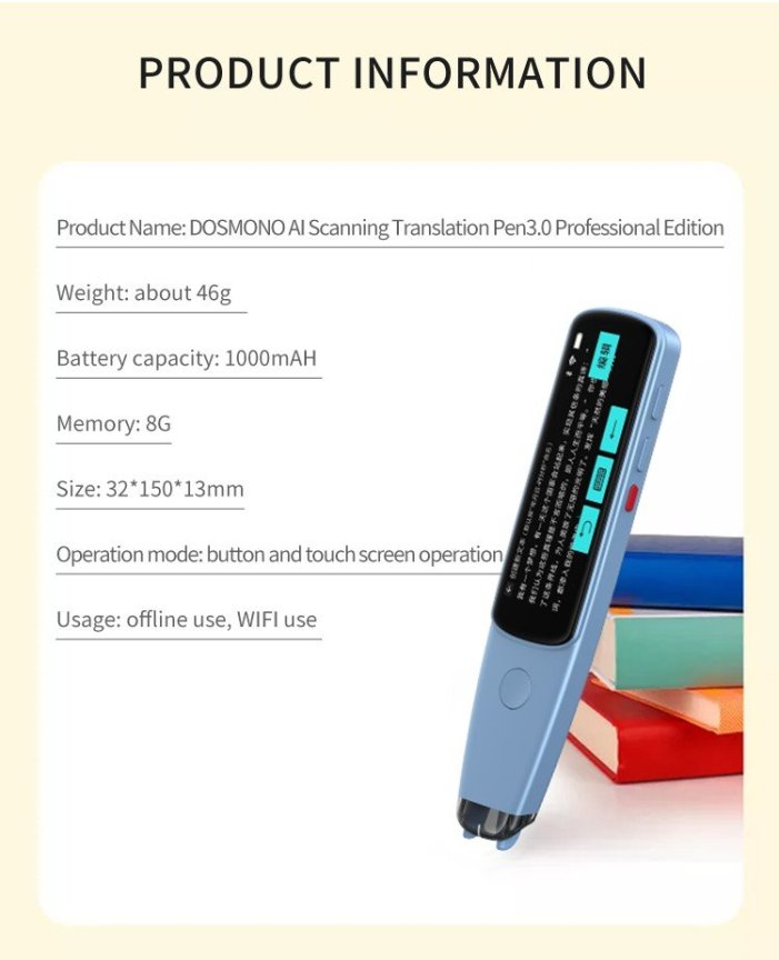 Pennatextöversättare + skanningspenna + Wifi - Dosmono C503