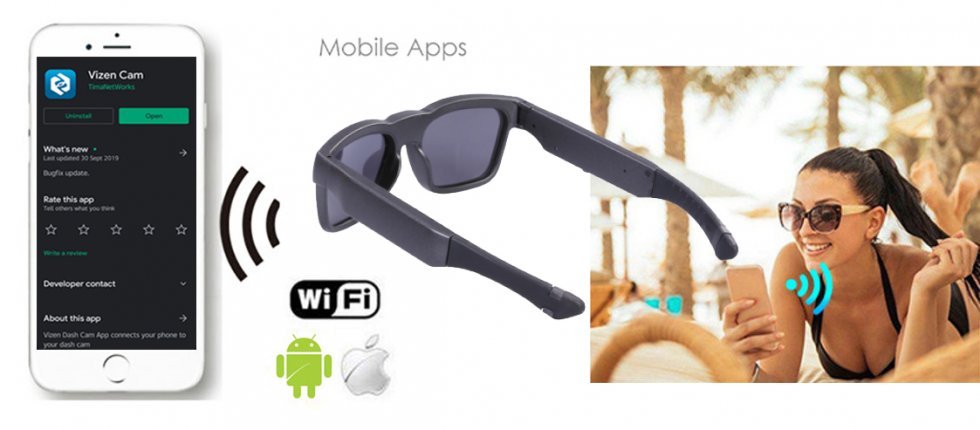 Wifi naočale za kameru FULL HD s 32GB memorije + IP22 vodootporne