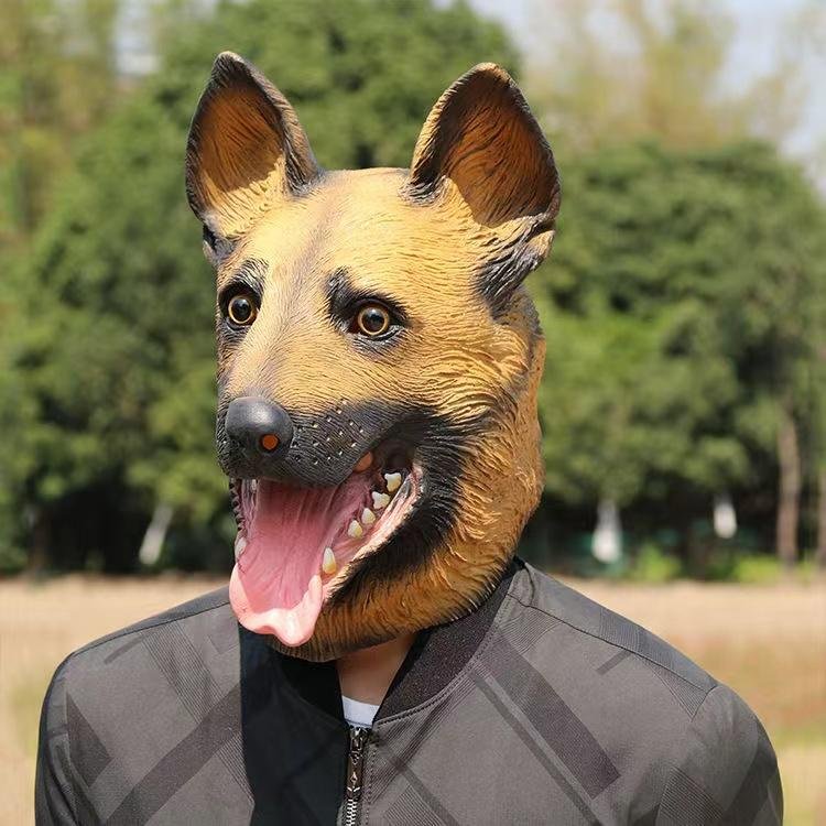 Vlčiak pes maska na tvár zo silikónu – pes vlčiak pre deti aj dospelých na Halloween