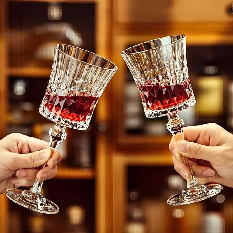 Karafa krištáľová na červené víno – rotačná súprava na víno s 2 pohármi (zlatá/strieborná)