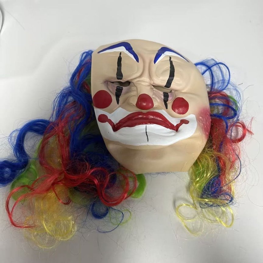 Maska na obličej hororový klaun – latexová maska na karneval pro děti i dospělé