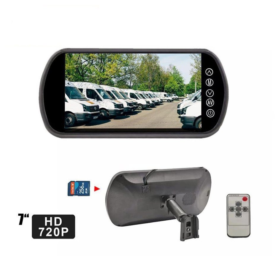 Espejo retrovisor Monitor 7" con HD (conexión para 2 cámaras) + mando a distancia