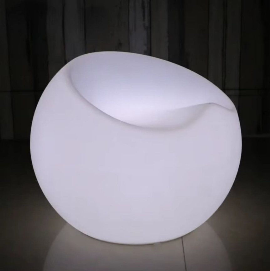 LED svietiace kreslo z plastu vonkajšie - RGB farebný taburet 56x46cm vodeodolný s IP44