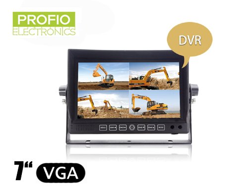 Cúvací LCD monitor DVR 7” s možnosťou pripojenia a nahrávania záznamu zo 4 cúvacích kamier