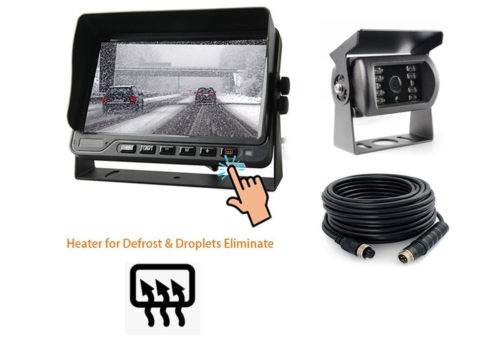 Cúvací kamerový set so zadnou DEFROST HD kamerou s ohrevom do -40 °C + 18 IR LED + 7" monitor