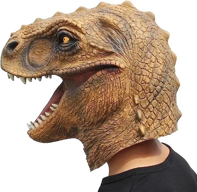 Maska na obličej a hlavu dinosaurus T-Rex – silikonová maska dinosaura na Halloween