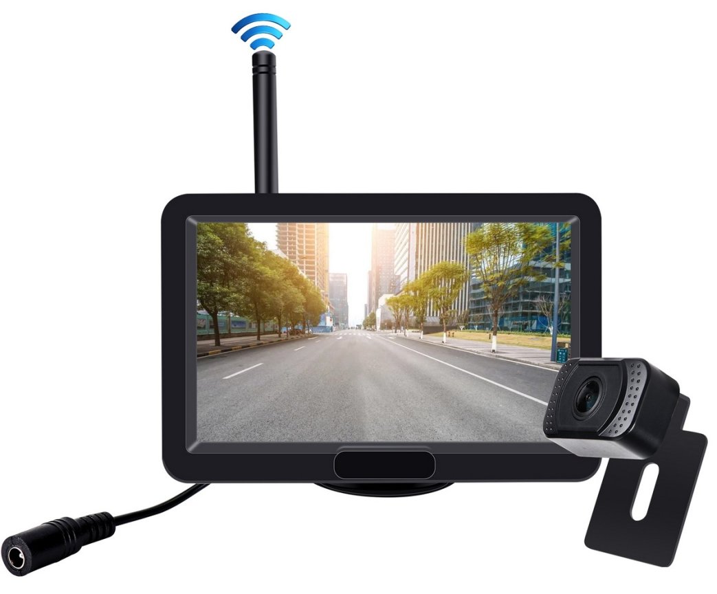 Kamerový set bezdrôtový do vozidla – 5" displej + kompaktná zadná HD kamera (IP68)